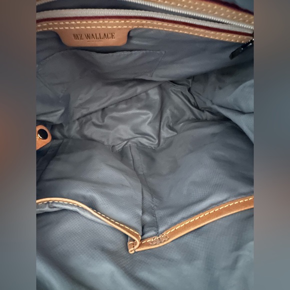 MZ Wallace Sutton Metallic Grey Tote with Crossbody Strap and Matching Pouch EUC - Picture 13 of 16